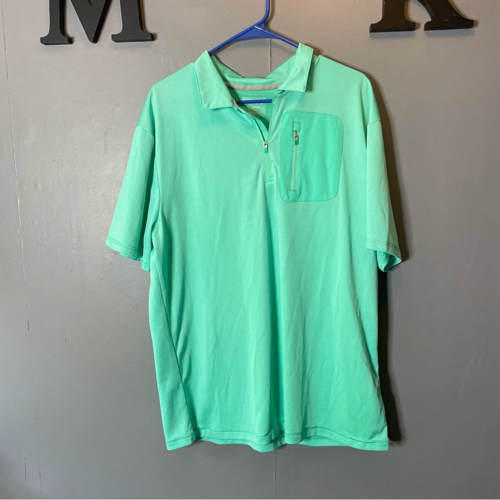Reel Legends fishing Men's teal green Polo Shirt size Large